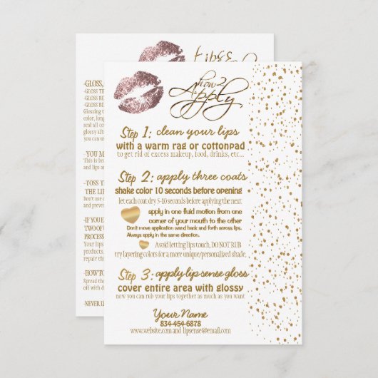 Roos en gouden Confetti Lip Instructies 3 (Voorkant / Achterkant)