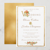 Roos en gouden eenvoudige bruiloft Kaart (Voorkant / Achterkant)