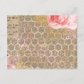 Roos en gouden honingraat briefkaart (Voorkant)