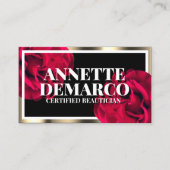 Roos en gouden lijst visitekaartje (Voorkant)