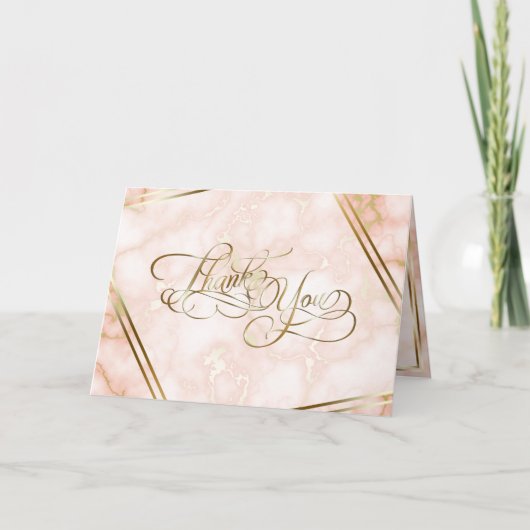 Roos en gouden marmer bedankkaart (Voorkant)