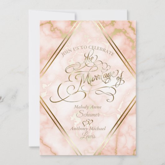 Roos en  gouden marmer kaart (Voorkant)