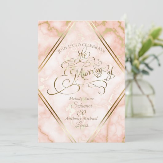 Roos en  gouden marmer kaart (Staand voorkant)