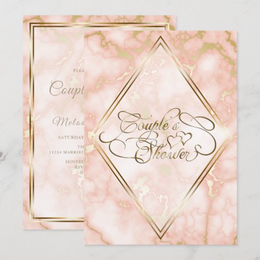 Roos en gouden marmer kaart (Voorkant / Achterkant)