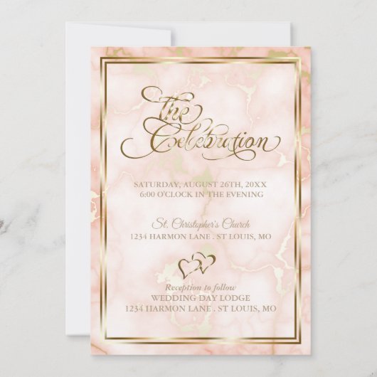 Roos en  gouden marmer kaart (Achterkant)