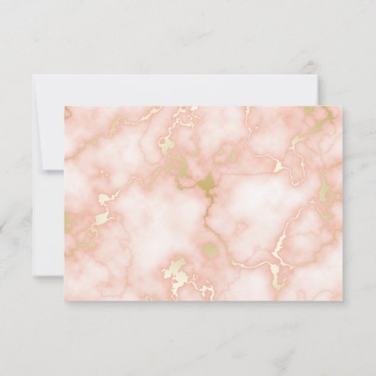 Roos en  gouden marmer RSVP kaartje (Achterkant)