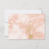 Roos en gouden marmer RSVP kaartje (Achterkant)