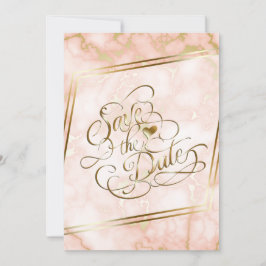 Roos en  gouden marmer save the date