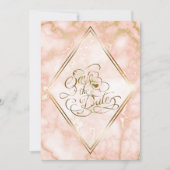 Roos en  gouden marmer save the date (Voorkant)