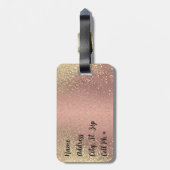 Roos en goudglitter - Monogram Bagagelabel (Achterkant verticaal)