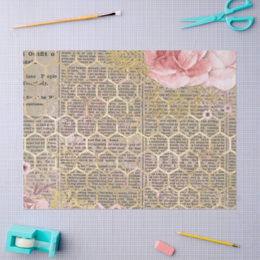 Roos- en goudhoningraat - Ontvlekpapier Tissuepapier (Craft)