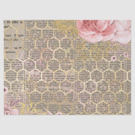 Roos- en goudhoningraat - Ontvlekpapier Tissuepapier (Voorkant)