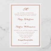 roos en goudkalligrafie folie uitnodiging (Voorkant)