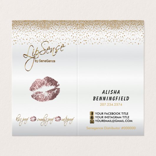 Roos en goudknobbels visitekaartje (Buitenkant ongevouwen)