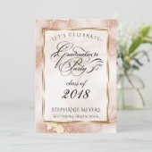 Roos en goudmarmer van de graduatiepartij kaart (Staand voorkant)