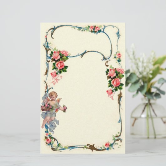   Roos en grensverval van Cherub Briefpapier (Staand voorkant)