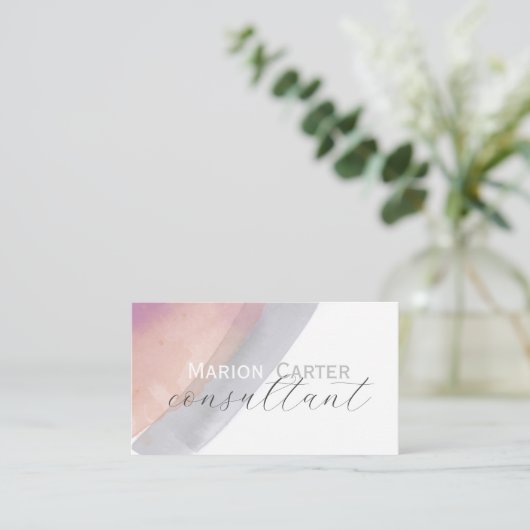 roos en grijs minimalistisch clean waterverf ontwe visitekaartje (Staand voorkant)