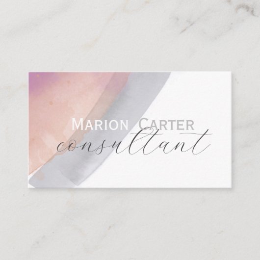 roos en grijs minimalistisch clean waterverf ontwe visitekaartje (Voorkant)