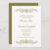 Roos en groene bruiloft kaart (Voorkant / Achterkant)