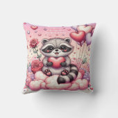 Roos en Hart Raccoon Valentijnse Kussen (Achterkant)