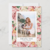  Roos en Hydrangea Afstuderen Foto Bedankkaart (Voorkant)