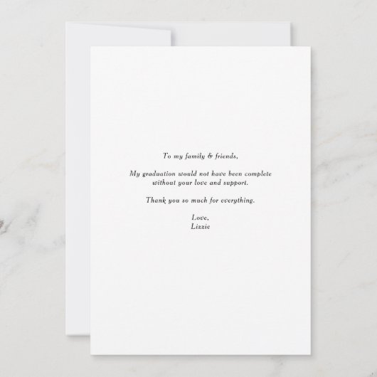 Roos en Hydrangea Afstuderen Foto Bedankkaart (Achterkant)