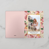 Roos en Hydrangea Afstuderen Foto Dank u Folie Wenskaart (Buiten Laag)