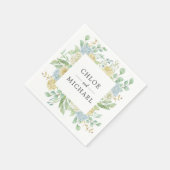 Roos en Hydrangea Bloemen Aangepaste Bruiloft Servet (Hoek)