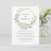 Roos en hydrangea Floral Wedding Kaart (Staand voorkant)