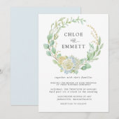 Roos en hydrangea Floral Wedding Kaart (Voorkant / Achterkant)