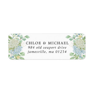 Roos en Hydrangea Floral Wedding Return Address Etiket