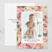 Roos en Hydrangea Foto Happy Easter Feestdagenkaart (Voorkant / Achterkant)