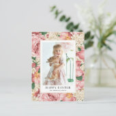  Roos en Hydrangea Foto Happy Easter Feestdagenkaart (Staand voorkant)