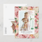 Roos en Hydrangea Foto Happy Easter Feestdagenkaart (Voorkant / Achterkant)