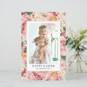  Roos en Hydrangea Foto Happy Easter Kaart (Staand voorkant)