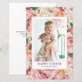  Roos en Hydrangea Foto Happy Easter Kaart (Voorkant / Achterkant)