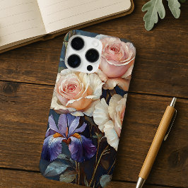 Roos en Iris Bloemen in Roze en Paarse iPhone 16 Pro Max Hoesje