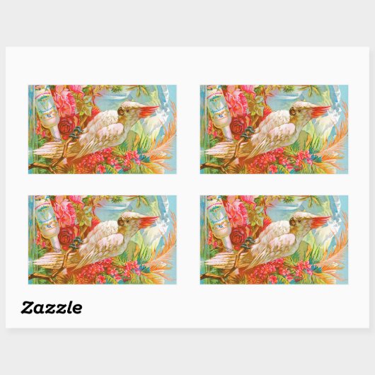  Roos en Kaketoe Rechthoekige Sticker (Vel)