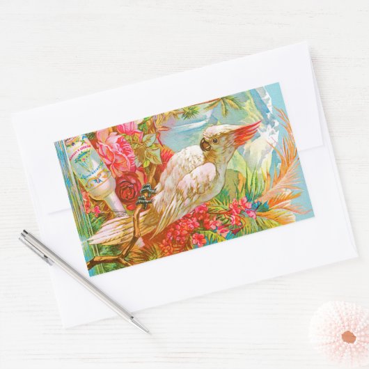  Roos en Kaketoe Rechthoekige Sticker (Envelop)