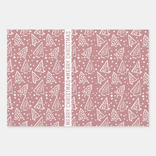 Roos en kerstbomen inpakpapier vel (Voorkant 2)