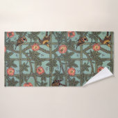 Roos en kleine vogel, William Morris Badhanddoek (Badhanddoek)
