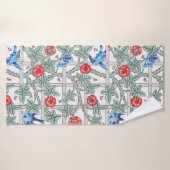 Roos en kleine vogel, William Morris Badhanddoek (Badhanddoek)