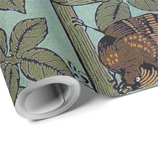 Roos en kleine vogel, William Morris Cadeaupapier (Rol Hoek)