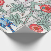 Roos en kleine vogel, William Morris Cadeaupapier (Hoek)