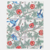 Roos en kleine vogel, William Morris Fleece Deken (Voorkant)