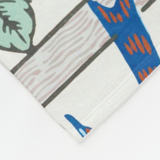 Roos en kleine vogel, William Morris Fleece Deken (Hoek)