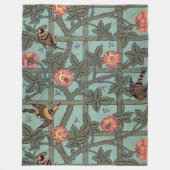 Roos en kleine vogel, William Morris Fleece Deken (Voorkant)