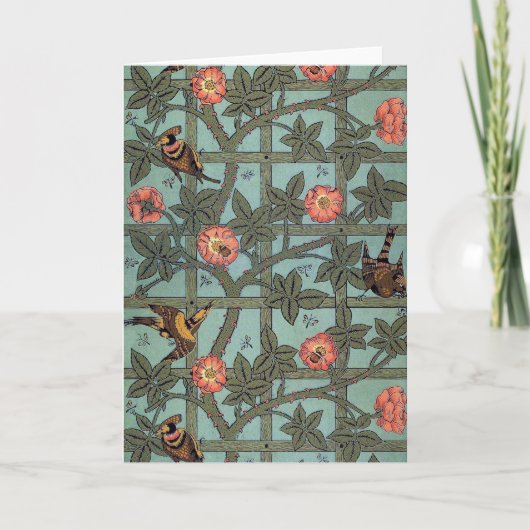 Roos en kleine vogel, William Morris Kaart (Voorkant)