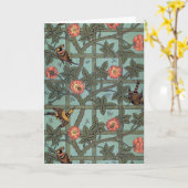 Roos en kleine vogel, William Morris Kaart (Gele Bloem)