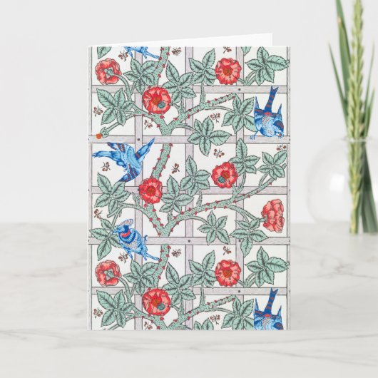Roos en kleine vogel, William Morris Kaart (Voorkant)